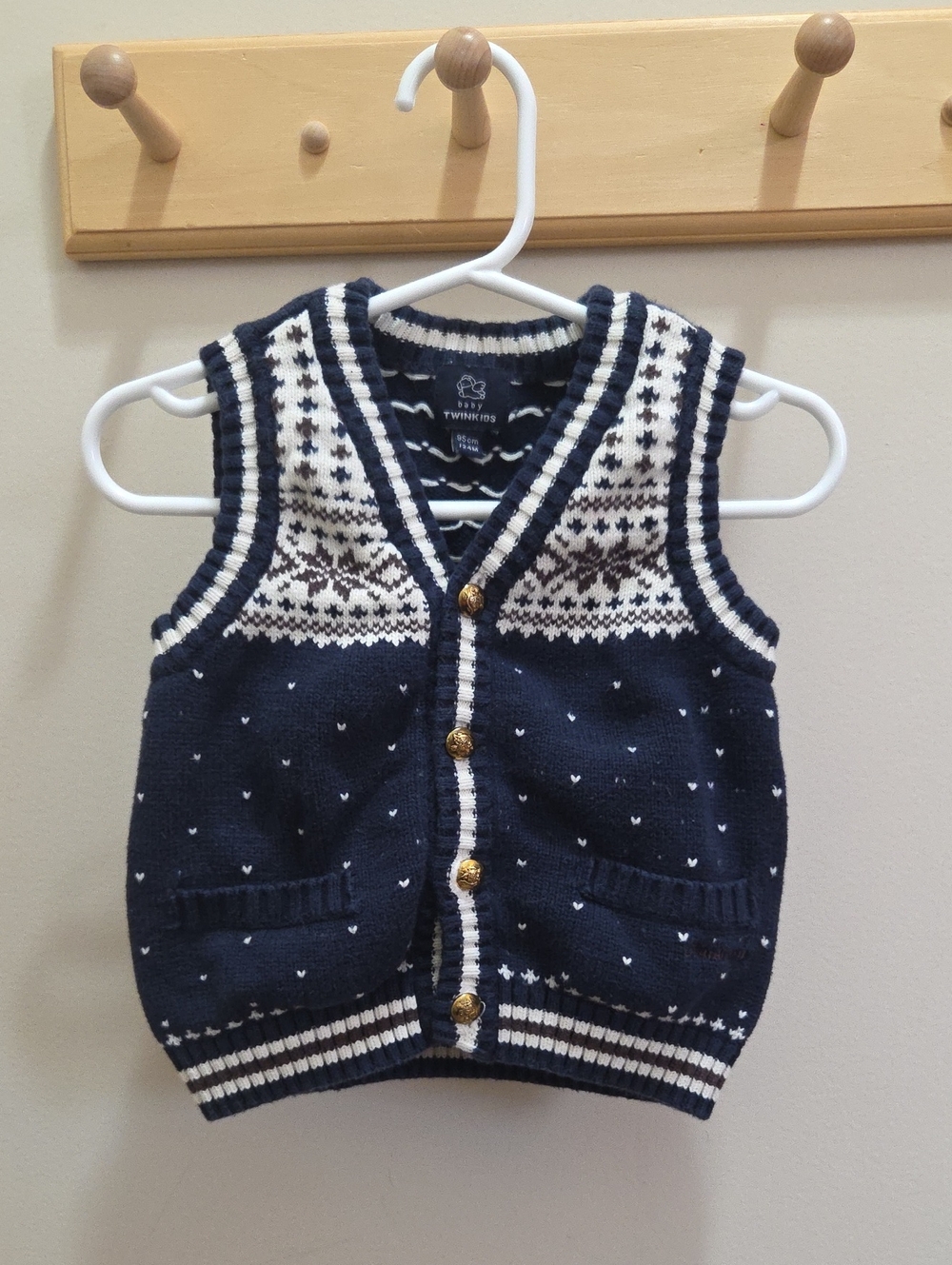 Childrens Navy Fair Isle Knit Vest